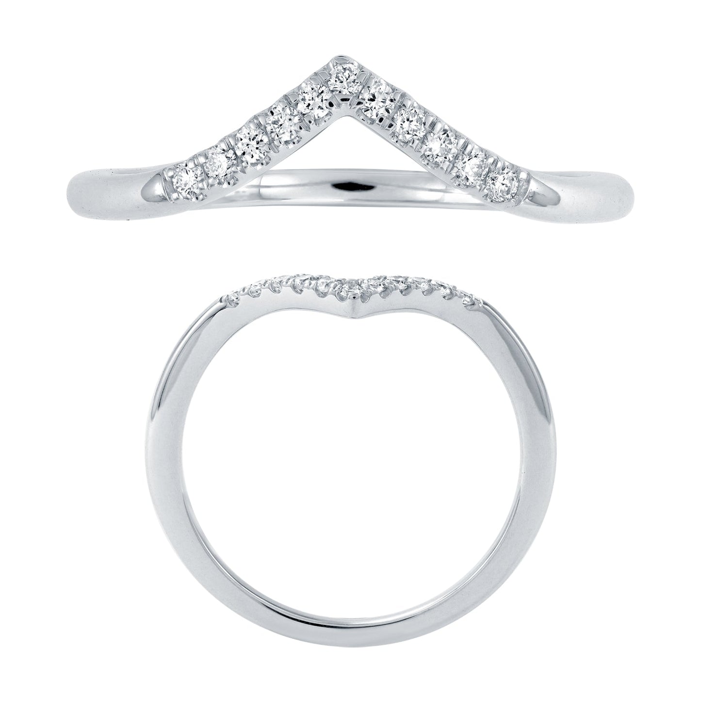14KW DIAMOND V-SHAPE STACK BAND RING