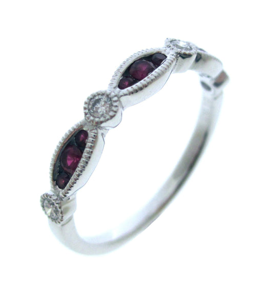 PLAT PREC COLOR MILGRAIN STACK BAND RING