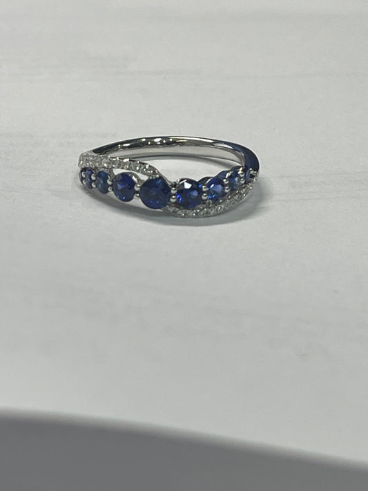 PLAT PREC COLOR PRONG SET BAND RING