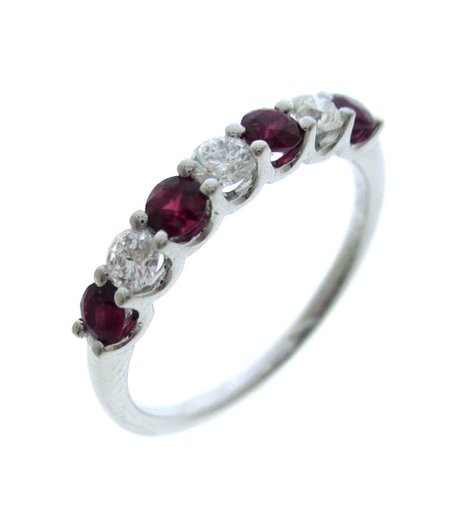 PLAT PREC COLOR ALTERNATING BAND RING