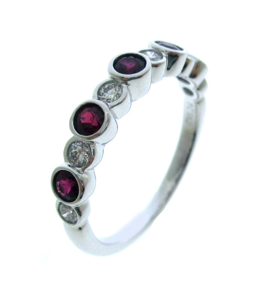 PLAT PREC COLOR BEZEL SET STACK BAND RING