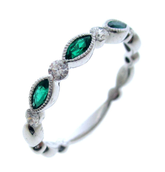14KY PREC COLOR MILGRAIN STACK BAND RING