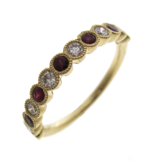 14KY PREC COLOR ALTERNATING STACK BAND RING