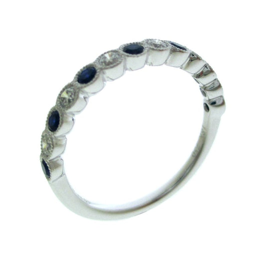 PLAT PREC COLOR ALTERNATING STACK BAND RING