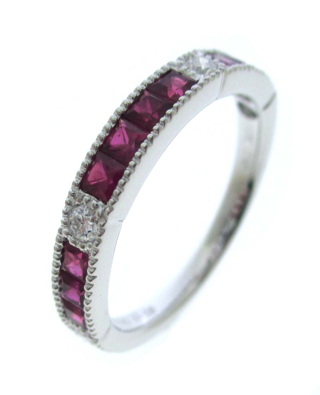 14KY PREC COLOR MILGRAIN STACK BAND RING