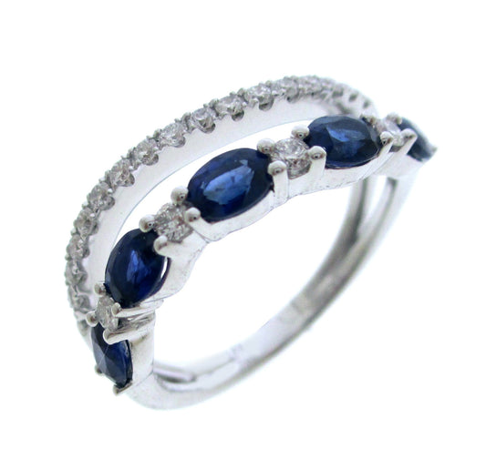 PLAT PREC COLOR ALTERNATING WAVY RING