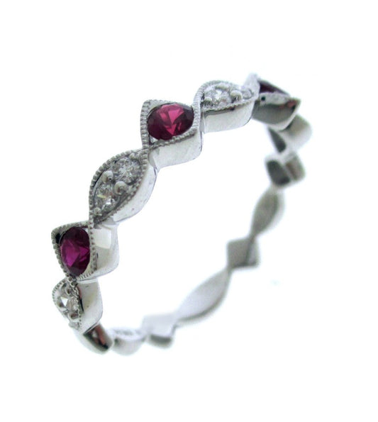 14KY PREC COLOR ALTERNATING STACK BAND RING