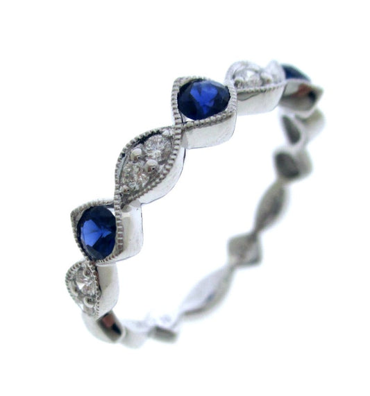 PLAT PREC COLOR ALTERNATING STACK BAND RING
