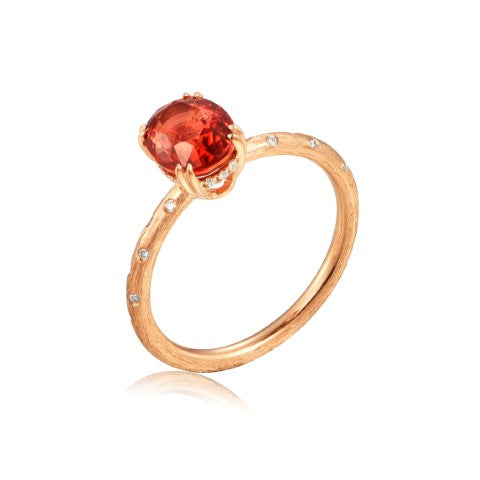 18KY SEMI PREC MILGRAIN CENTER STONE RING