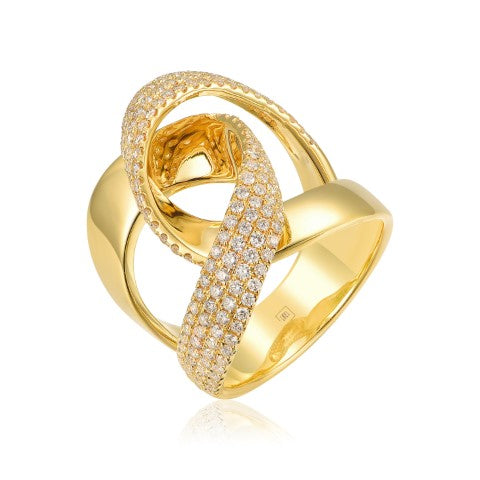 14KW DIAMOND PAVE CROSSOVR TWIST RING