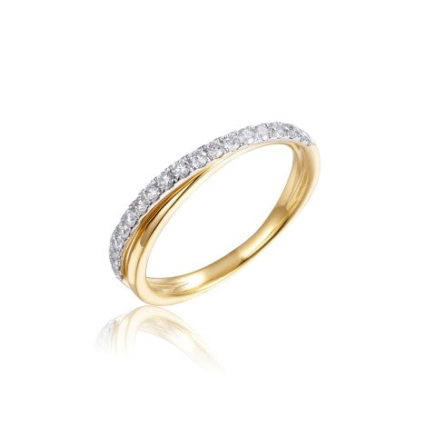 14KW/Y CROSSOVER DIAMOND TWO TONE RING