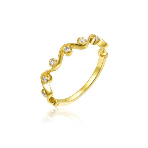 14KW DIAMOND WAVE STACK BAND RING