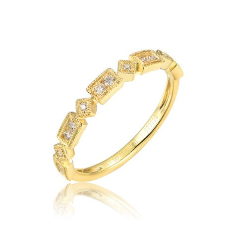 14KY DIAMOND MILGRAIN BAND RING