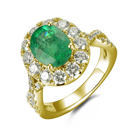 14KY PREC COLOR HALO CNTR STONE RING
