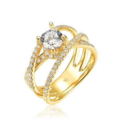 14KW DIAMOND CROSSOVER SEMIMOUNT RING