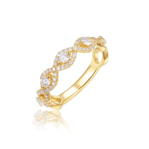 14KW DIAMOND TWIST STACK BAND RING