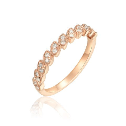 14KY DIAMOND MILGRAIN STACK BAND RING