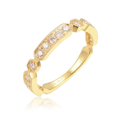 14KY DIAMOND MILGRAIN STACK BAND RING