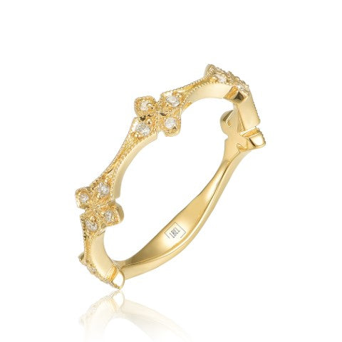 14KW DIAMOND MILGRAIN STACK BAND RING