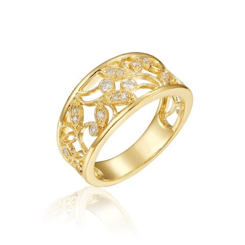 14KR DIAMOND FLORAL BAND RING