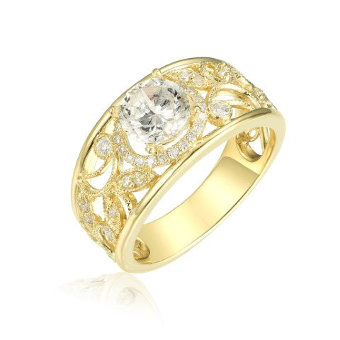 14KR DIAMOND FLORAL SEMIMOUNT RING
