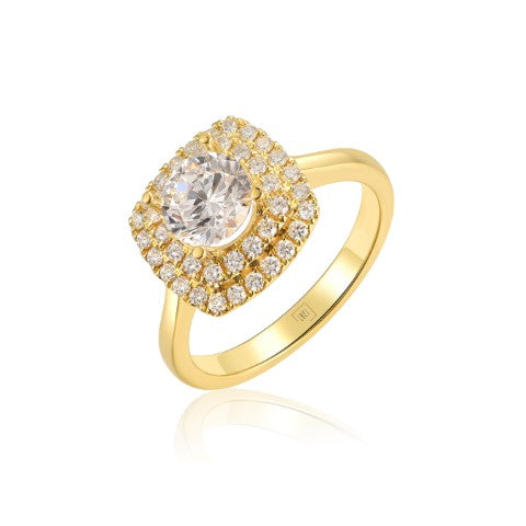 14KW DIAMOND DOUBLE HALO SEMIMOUNT RING