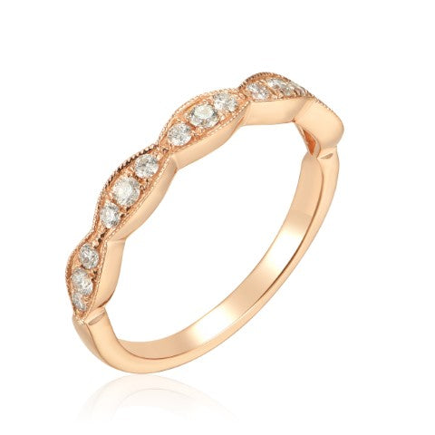 14KY DIAMOND MILGRAIN STACK BAND RING
