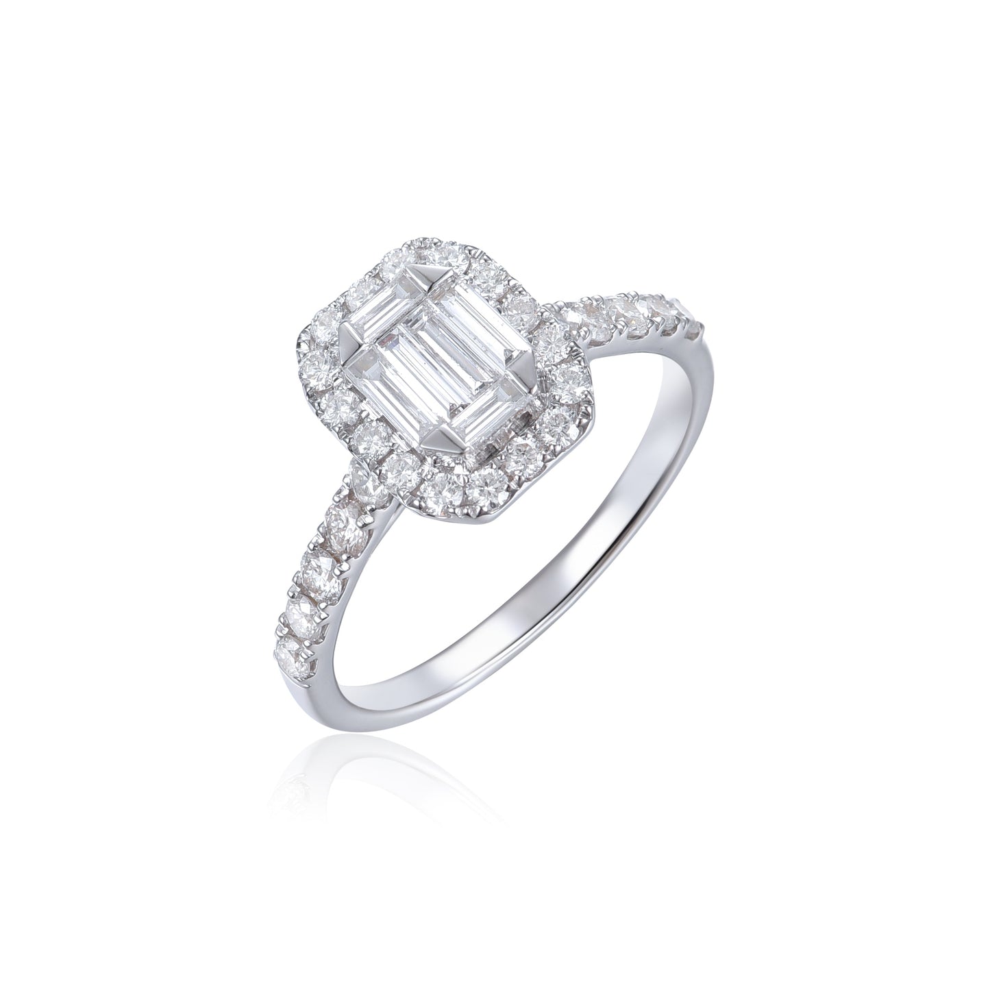 14KY DIAMOND HALO MOSAIC RING
