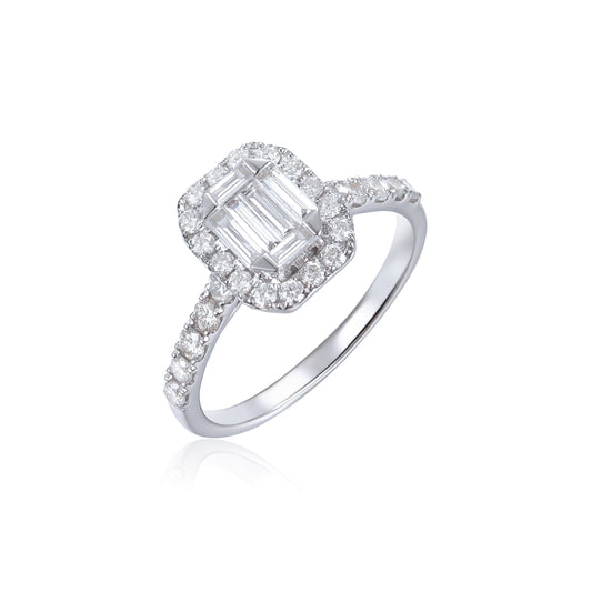 14KY DIAMOND HALO MOSAIC RING