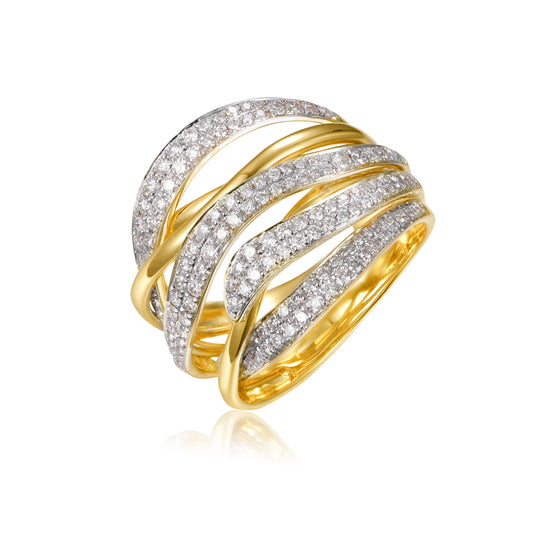 14KW/Y DIAMOND WAVE WIDE BAND RING
