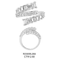 14KY DIAMOND BAGUETTE & ROUND CROSSOVER  RING