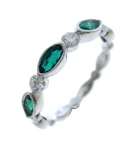 14KY PREC COLOR MQ BEZEL SET STACK BAND RING
