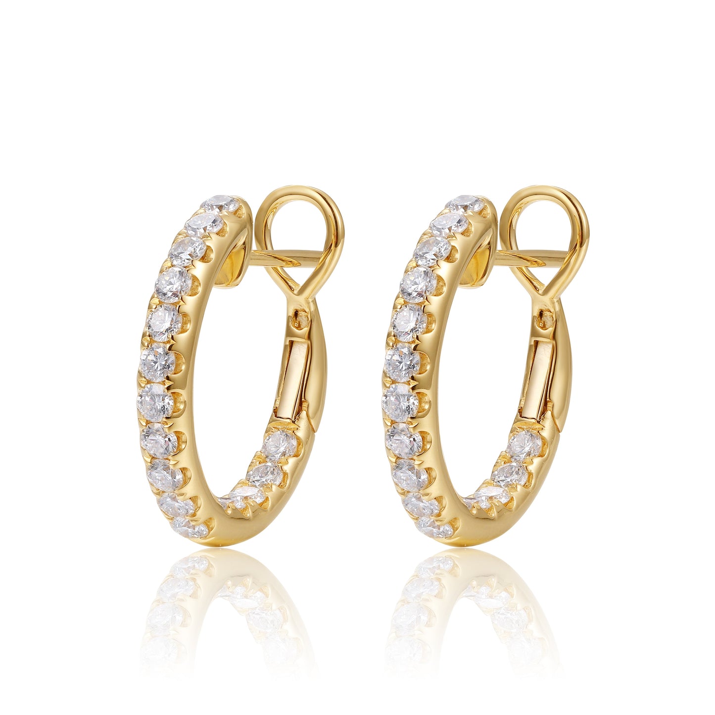 14KY DIAMOND INSIDE/OUT SLINGSHOT HOOPS EARS