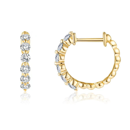 14KW DIAMOND SHARED PRONG  HUGGIE EARS