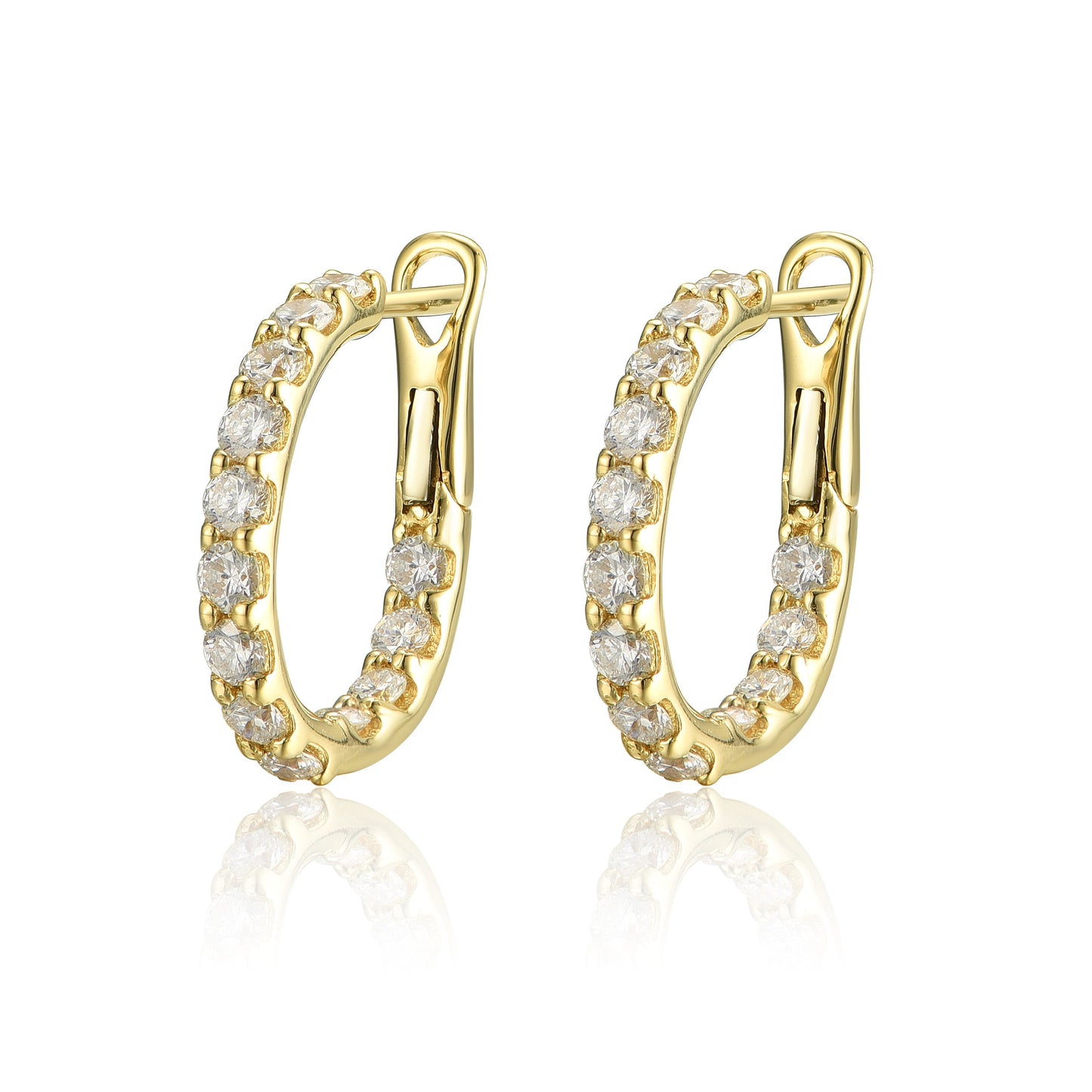 14KW  DIAMOND INSIDE/OUT OV HOOP EARS