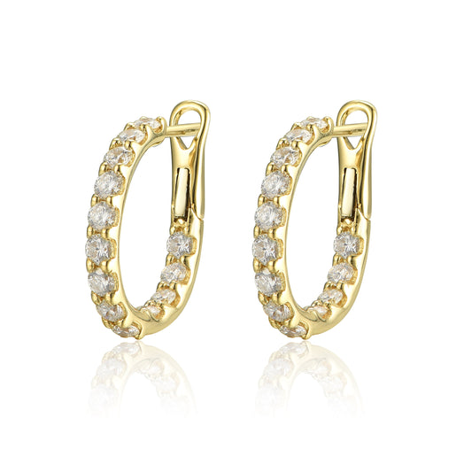 14KW  DIAMOND INSIDE/OUT OV HOOP EARS