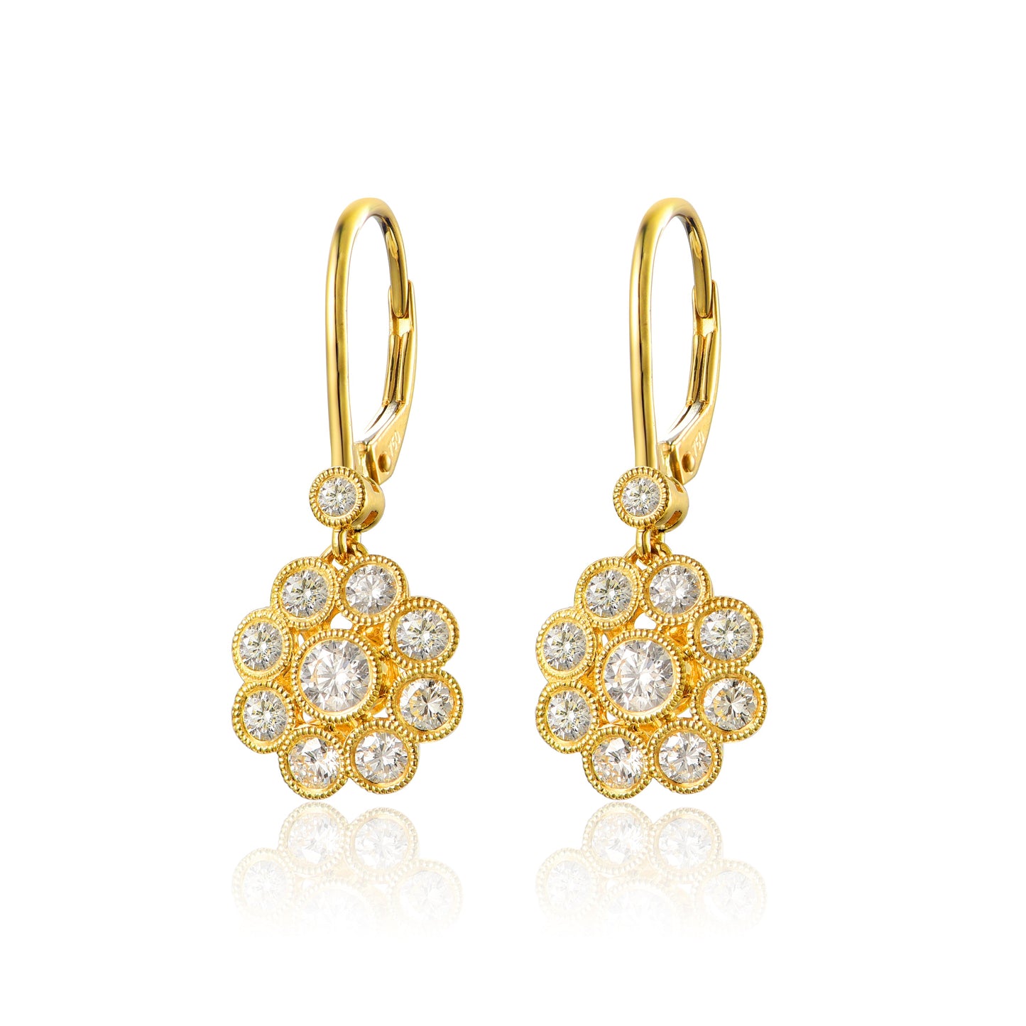 14KY DIAMOND DANGLE FLWR EARS