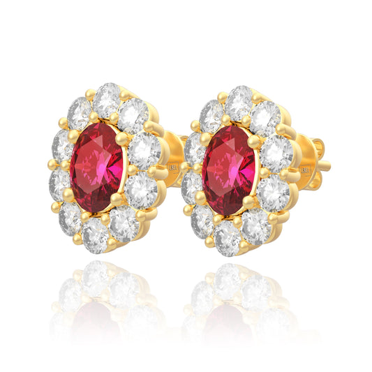 18KW PREC COLOR STUD HALO EARS