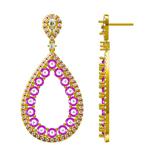 14KW PREC COLOR LARGE DANGLE EARS