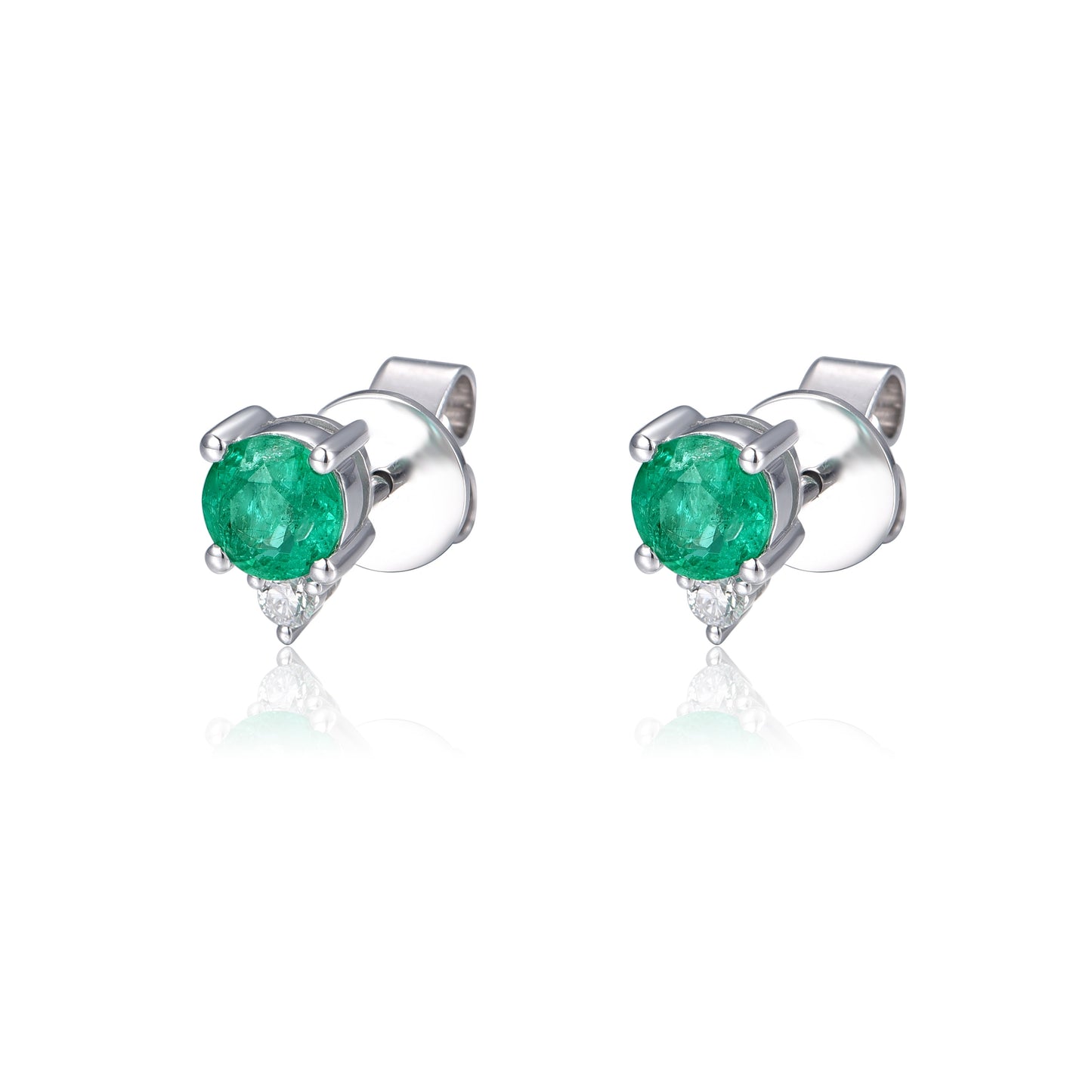 W/G 5mm Round Emerald Studs 2D=.08TW