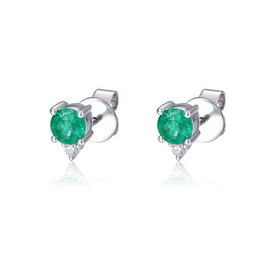 W/G 5mm Round Emerald Studs 2D=.08TW
