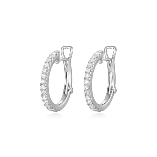 14KY DIAMOND PRONG SET RD HOOP EARS