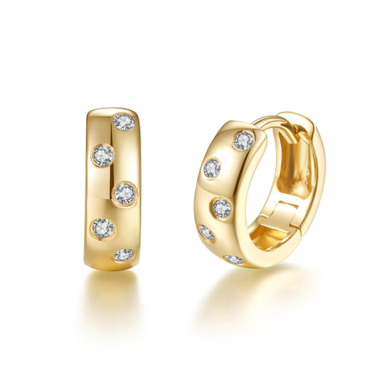 14KW DIAMOND BEZEL SET HUGGIE EARS