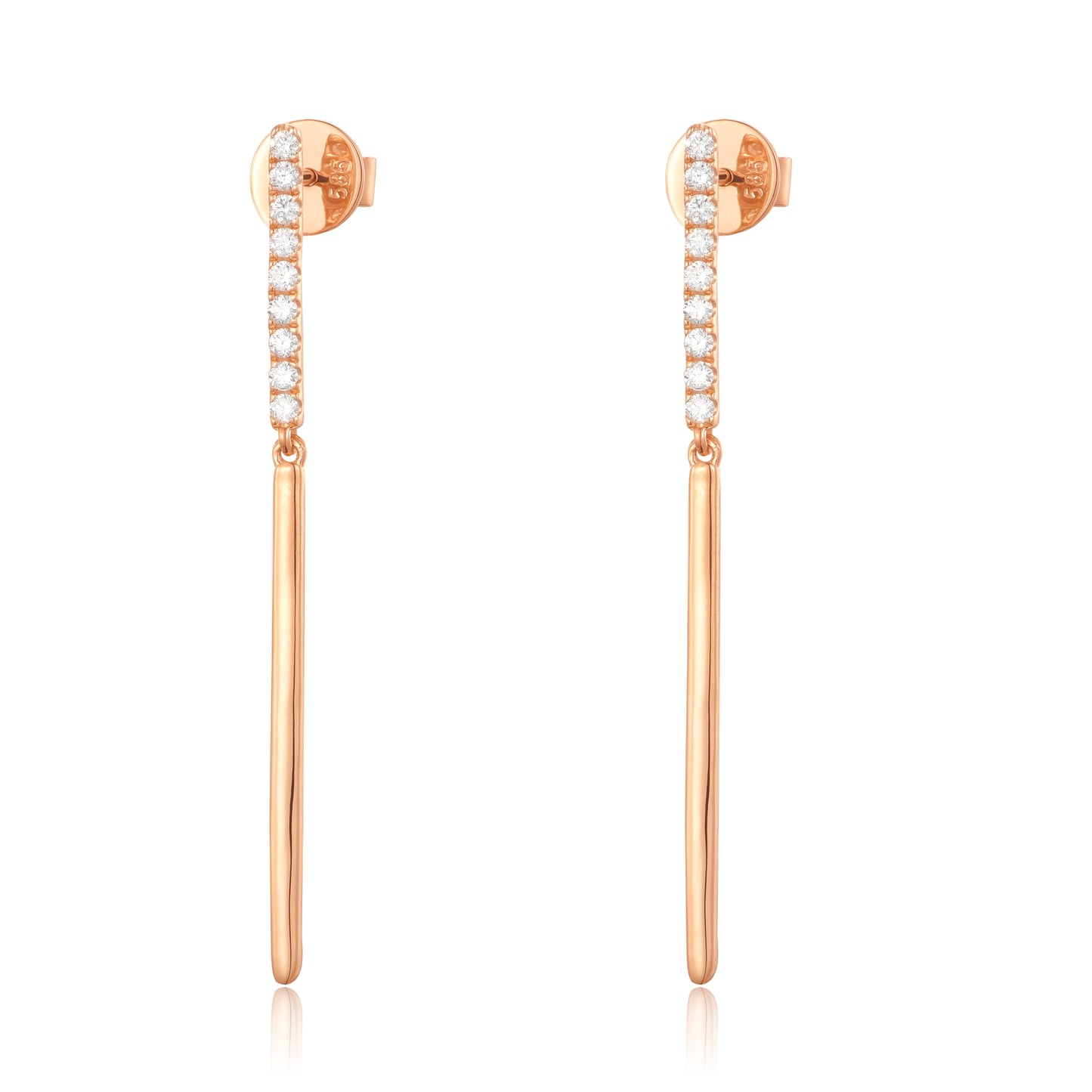 14KY DIAMOND PRONG SET STICK EARS