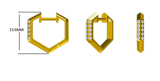 14KY DIAMOND GEOMETRIC HUGGIE EARS