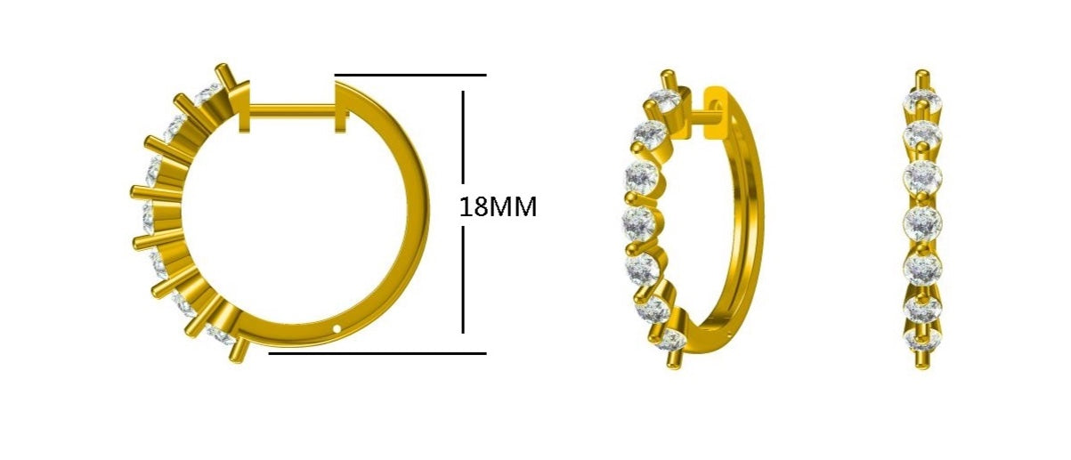 14KW PREC COLOR ALTERNATING RD HOOP EARS