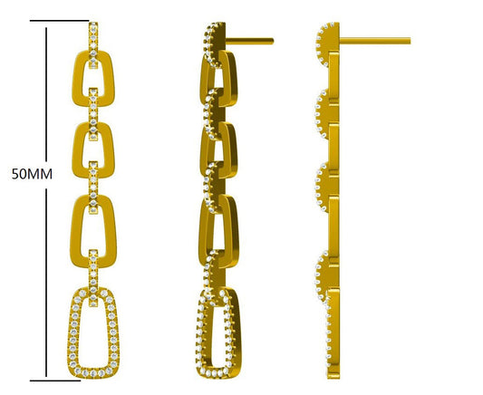 14KW/Y DIAMOND DANGLE CHAIN LINK EARS