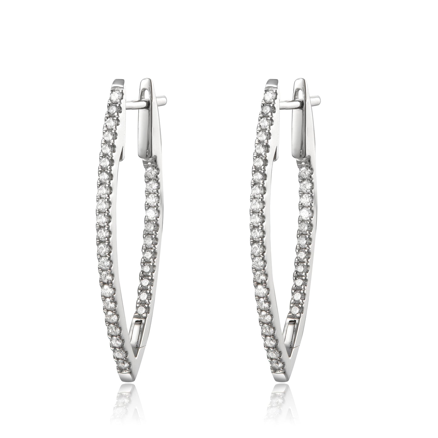 14KY DIAMOND PRONG SET MARQUIS HOOP EARS