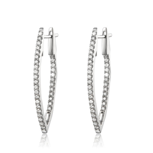 14KY DIAMOND PRONG SET MARQUIS HOOP EARS