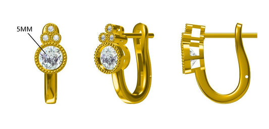14KY SEMI PREC BEZEL SET BIRTHSTONE EARS